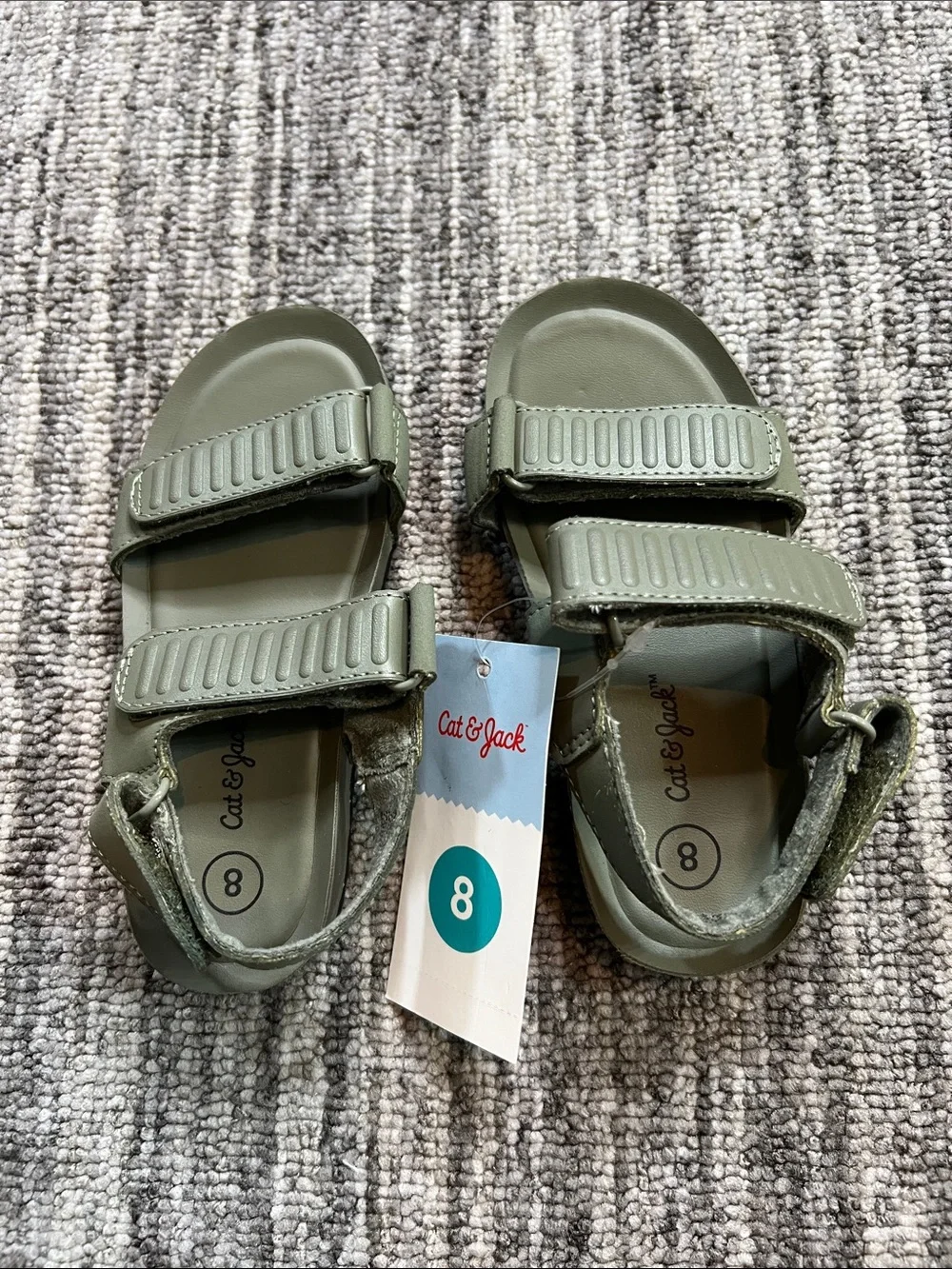 Cat & Jack Kody Olive Green Open Toe Strap Sandals -Little Boys' Various Sizes